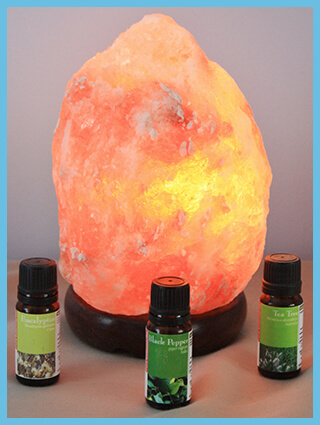 Salt bottle and 3 aromatherapy essential oil bottles